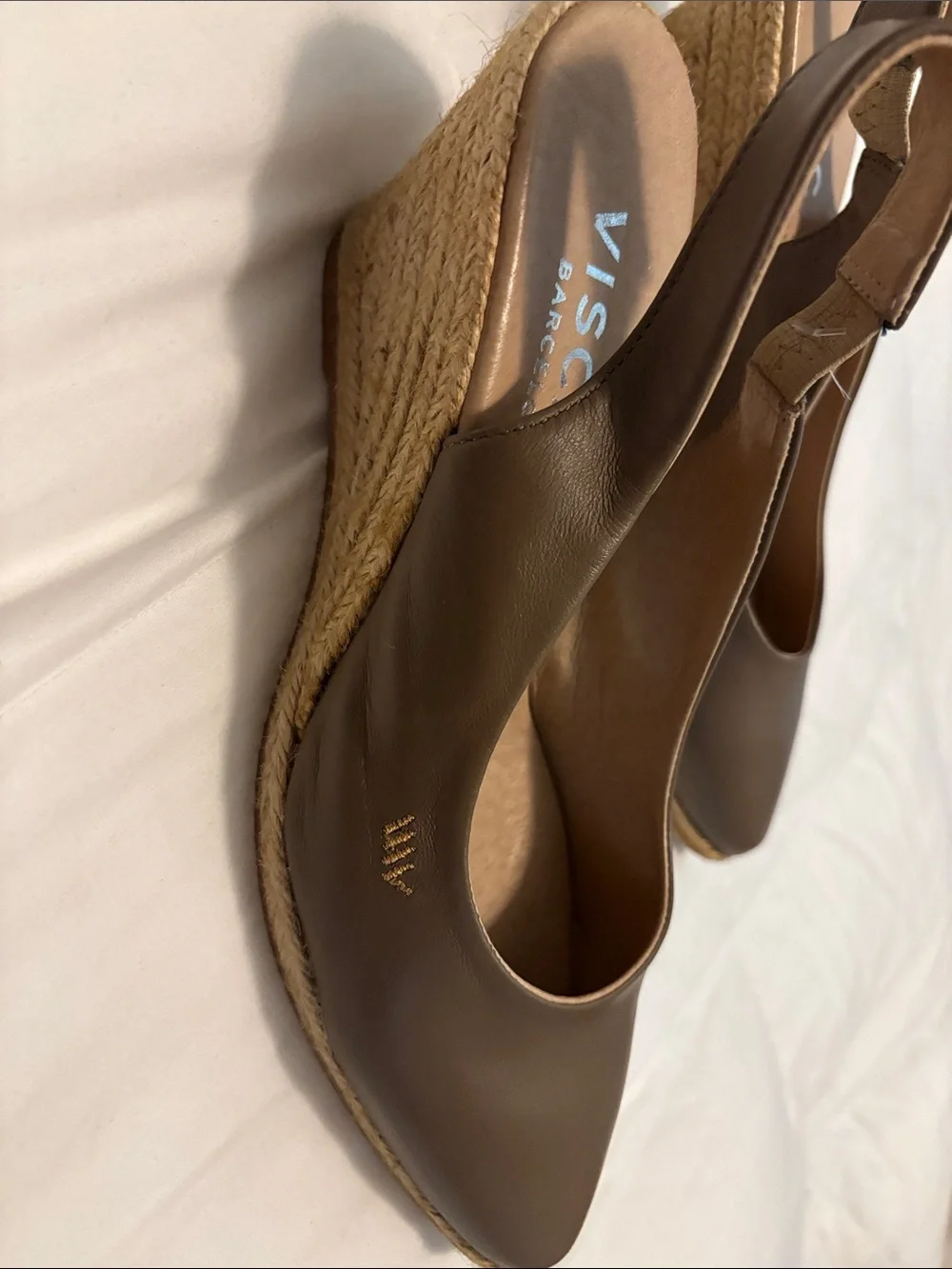 Viscata Barcelona Brown Leather Espadrille Wedge Slingbacks NWOT